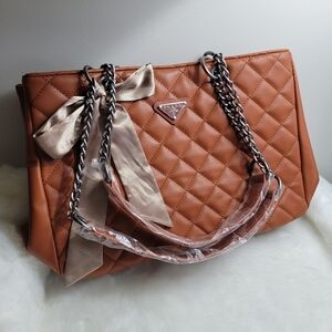 Brown Quilted Leather Shoulder Bag